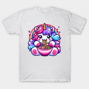 Rainbow Unicorn Eating Ramen T-Shirt